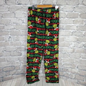 Dr Seuss Merry Grinchmas Fleecy  Lounge PJ Pants Black Red Green Size Medium